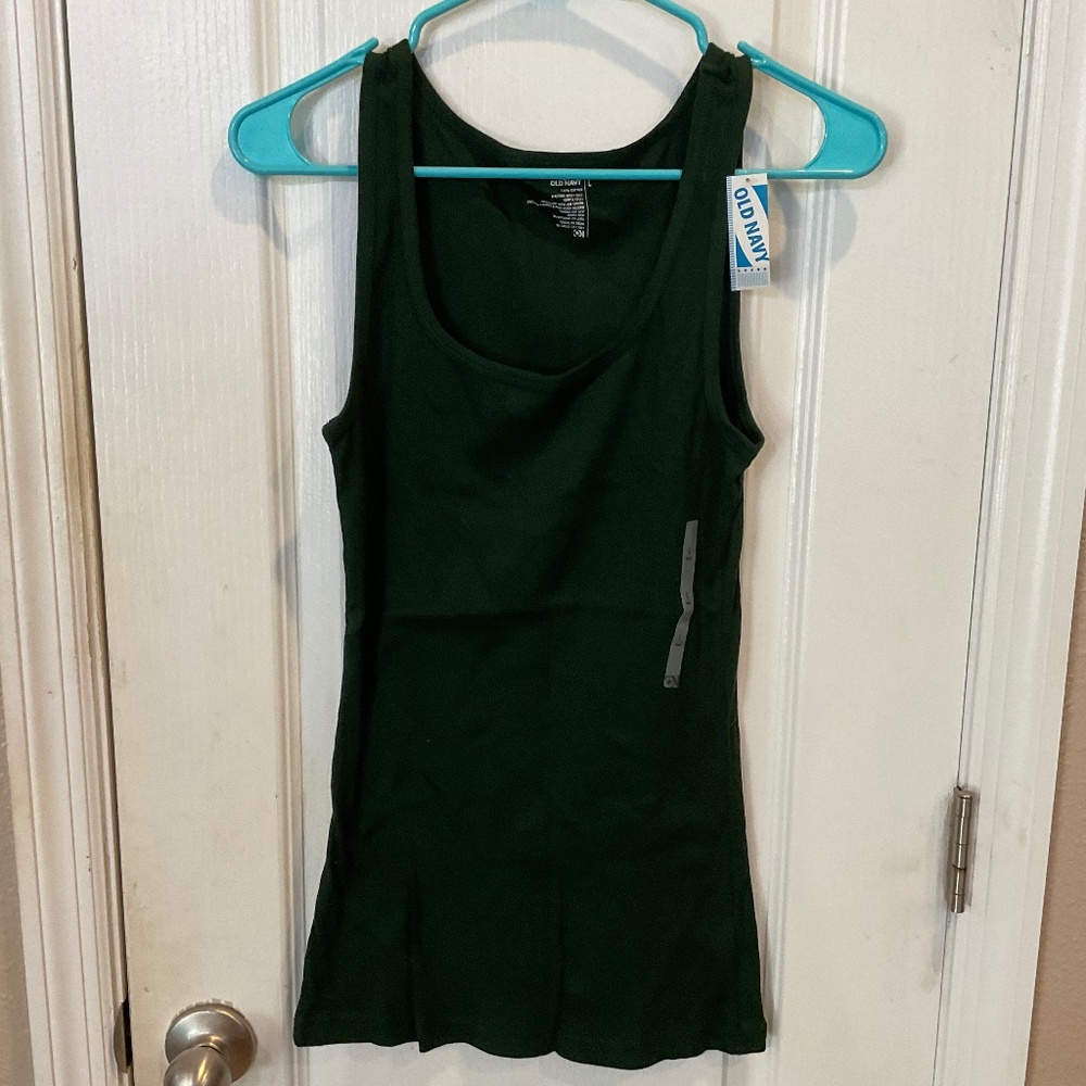 Old Navy Dark Green Ribbed Tank Top - Large - NWT
